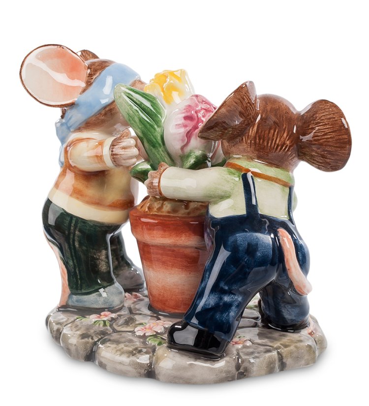 Статуэтка из керамики Два мышонка играют в прятки Pavone CMS-52/15, фотография со спины