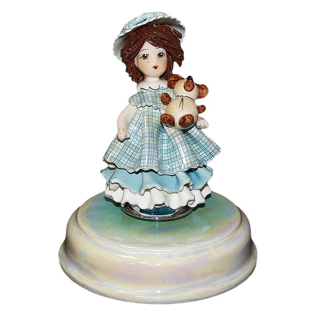 Статуэтка из фарфора музыкальная из фарфора - Кукла с медведем