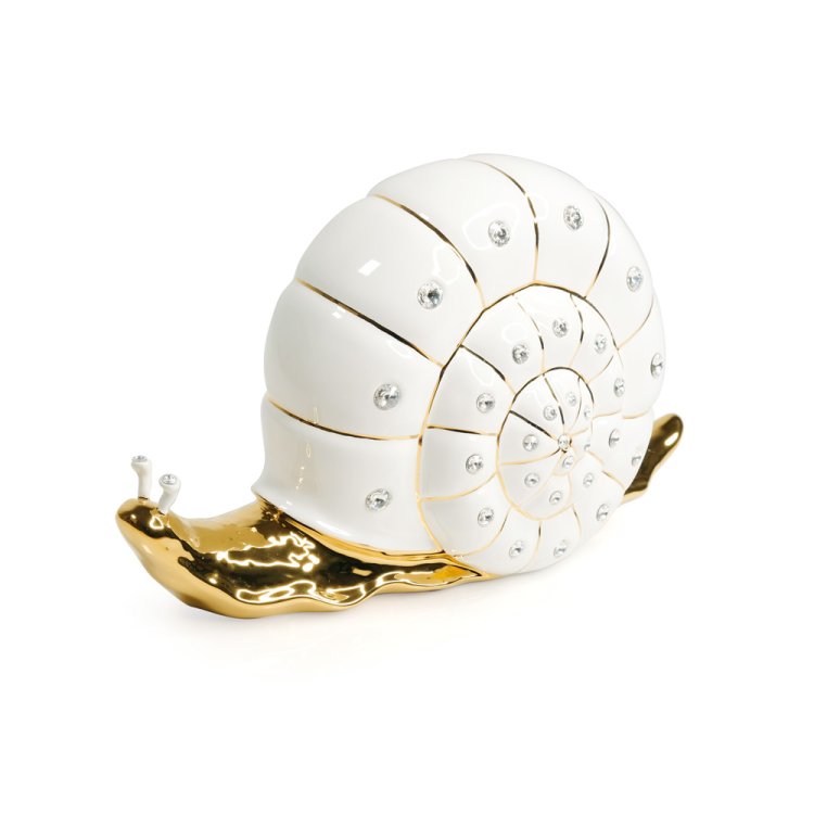 Статуэтка Большая белая Улитка со Swarovski коллекция Giardino Migliore De Luxe 26439