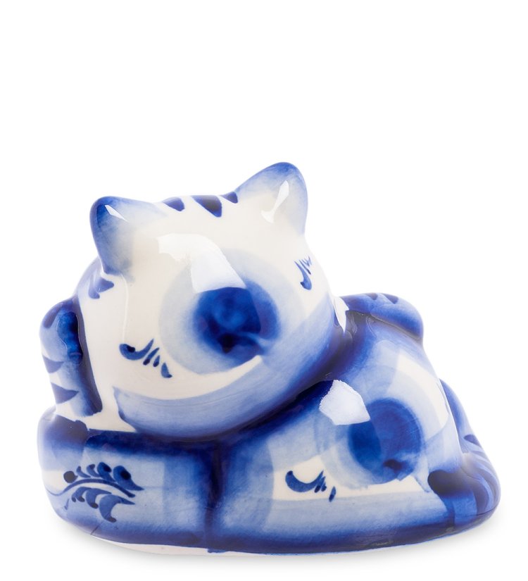 Фигурка Кот с Икрой Голубая гжель ГЛ-343, фотография со спины