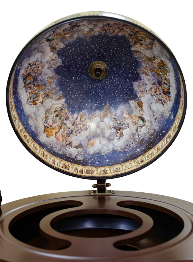 Глобус-бар напольный со столиком, сфера 40 см CG40004N, вид внутренней части сферы