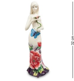 Статуэтка из фарфора Девушка в платье с бабочкой с цветком