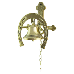 Колокольчик придверный Подкова с цепью, золотой