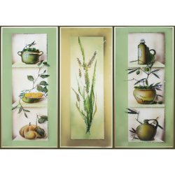 Композиция их трех картин (триптих) Олива c кристаллами Swarovski