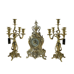 Каминные часы с канделябрами из бронзы Деметра