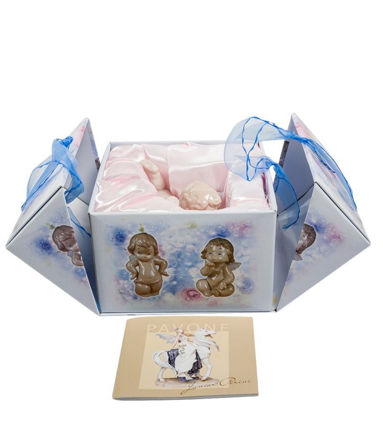 Фарфоровая Фигурка на полку Амур с луком Pavone JP-49/ 7, фотография в упаковке