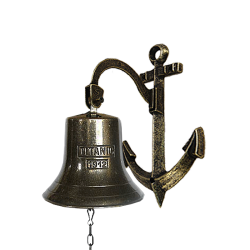Судовая рында Титаник на кронштейне Темный Якорь - Диаметр 18 см
