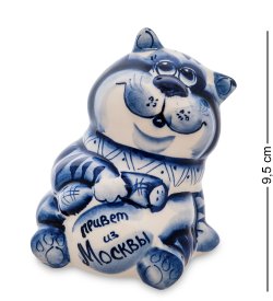Фигурка Кота &quot;А кому сейчас легко?&quot; Голубая гжель