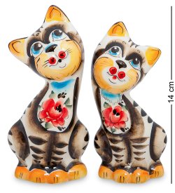 Фигурка Пара котиков Цветная гжель
