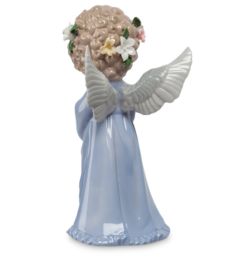 Статуэтка из фарфора Ангелочек мальчик в голубом Pavone JP-05/ 5, фотография со спины