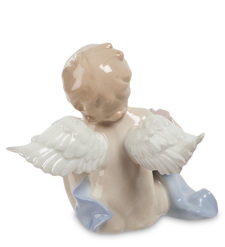 Статуэтка из фарфора Ангелочек музыкант с баяном Pavone JP-16/ 6, фотография со спины