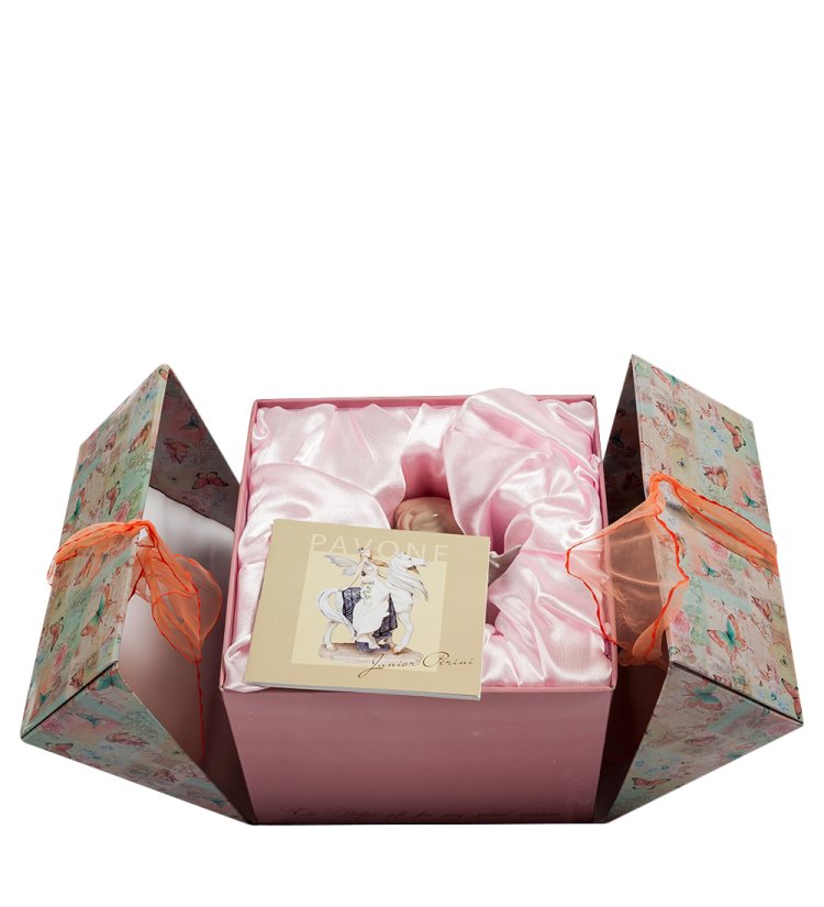 Статуэтка из фарфора Ангелочек музыкант с баяном Pavone JP-16/ 6, фотография в упаковке