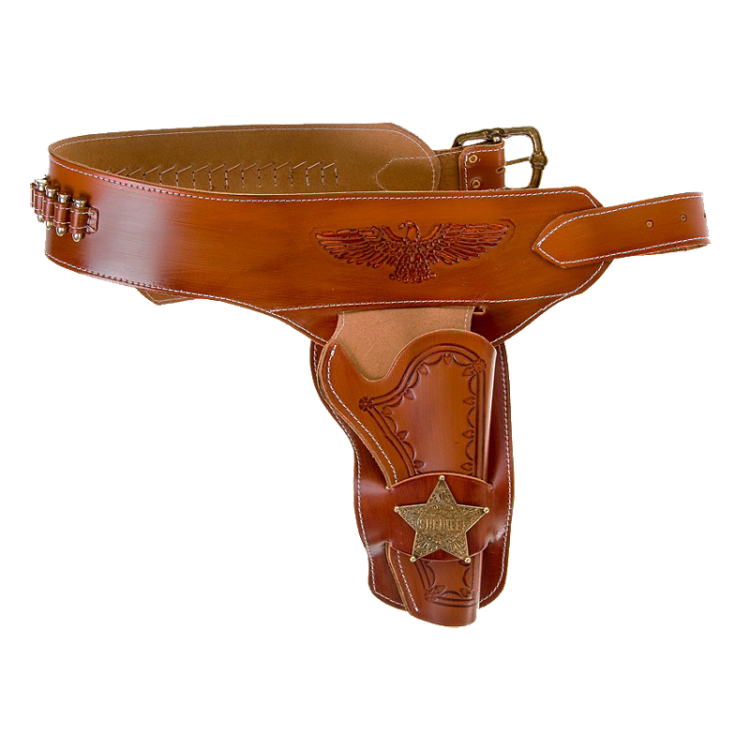 Патронташ кожаный коричневый с 1 кобурой Denix 721