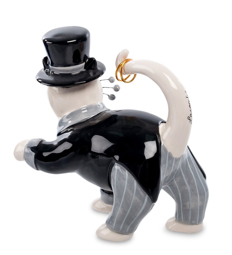 Статуэтка из керамики Кот Жених Pavone CMS-31/26, фотография со спины