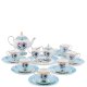 Чайный сервиз на 6 персон с тарелками Цветок Неаполя, голубой Pavone JK-132