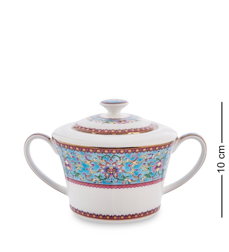 Чайный сервиз на 6 персон из фарфора Арабески, синий Pavone JK-172, фотография сахарницы