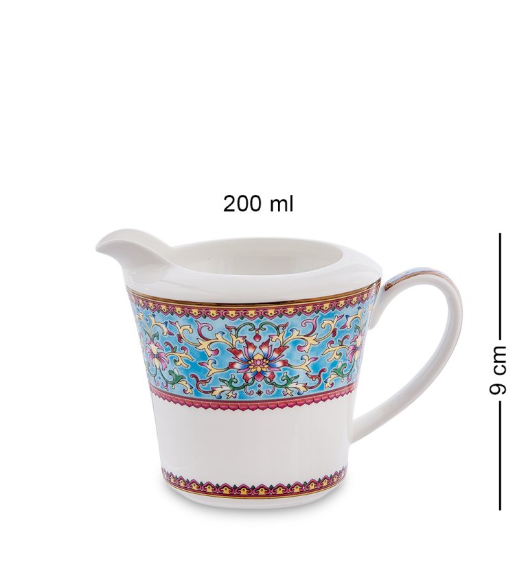 Чайный сервиз на 6 персон из фарфора Арабески, синий Pavone JK-172, фотография молочника