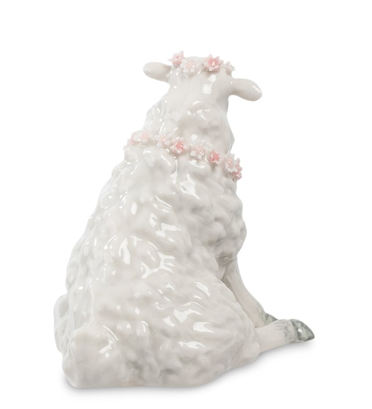 Фигурка из керамики сидящая Овечка Pavone CMS-15/49, фотография со спины