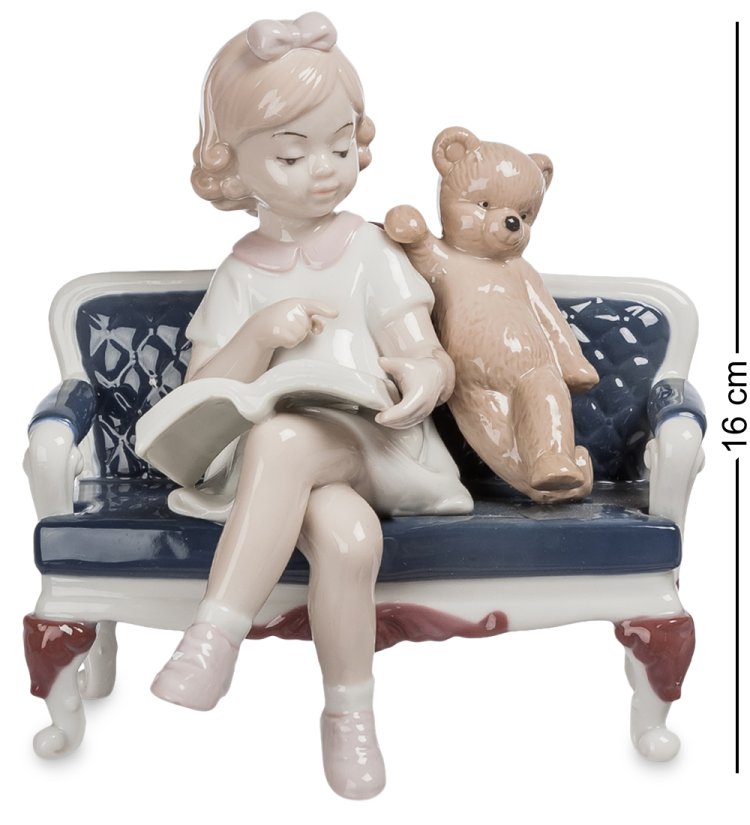 Статуэтка из фарфора Девочка читай книгу на скамейке Pavone JP-42/24