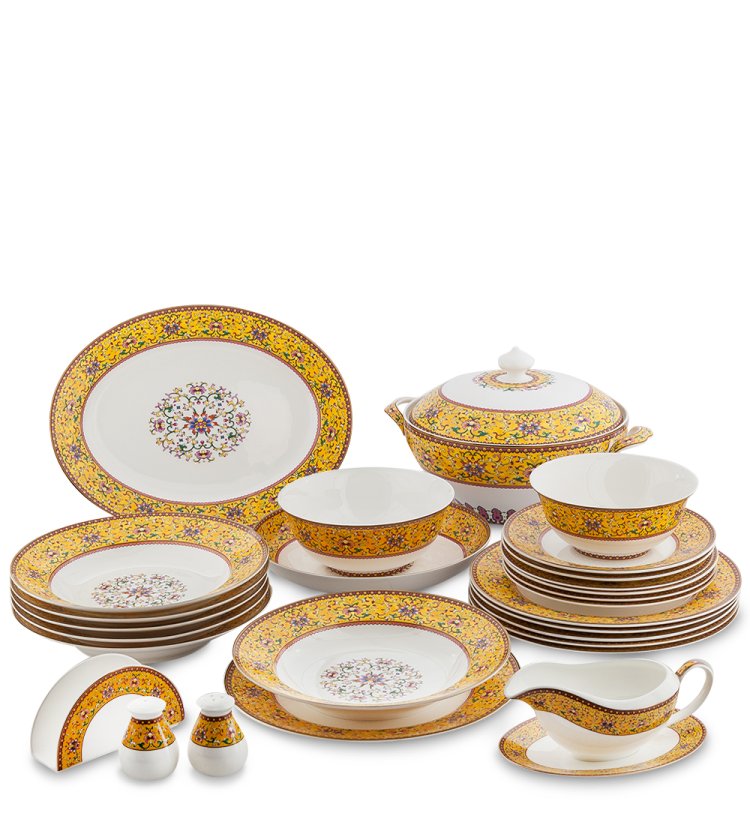 Столовый сервиз на 6 персон Арабески, желтый Pavone JK-180