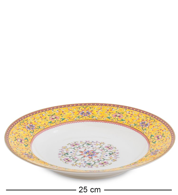 Столовый сервиз на 6 персон Арабески, желтый Pavone JK-180, фотография тарелки для первого