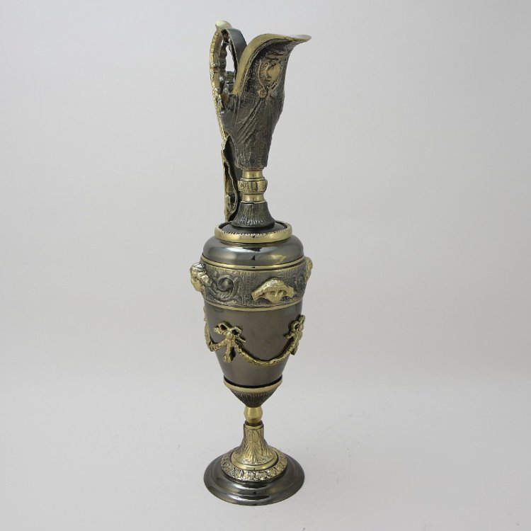 Бронзовый кувшин с ручкой с чернением Bello De Bronze BP-22005-OX, вид профиль оборотная сторона