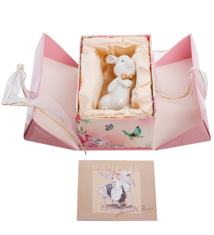 Статуэтка из фарфора Кролик с золотым декором Pavone JP-31/ 2, упаковочный вид