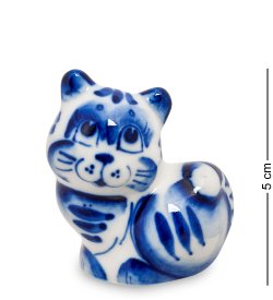 Фигурка Кот без хвоста Голубая гжель