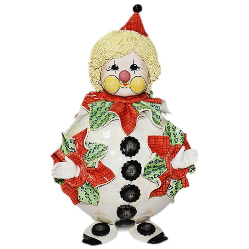 Статуэтка из фарфора Клоун - копилка в красно-зеленом