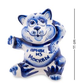 Фигурка Кот-Плясун Голубая гжель