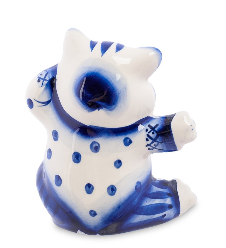 Фигурка Кот-Плясун Голубая гжель ГЛ-347, фотография со спины
