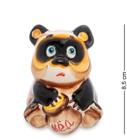 Статуэтка Винни Пух с горшком меда Цветная гжель