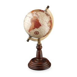 Глобус маленький, бежевый, на подставке, диаметр 14 см