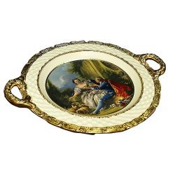 Поднос круглый из керамики с ручками Буше