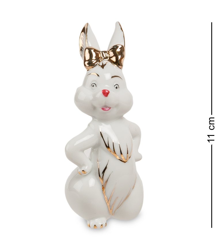 Статуэтка из фарфора Белая крольчиха с золотым декором Pavone JP-31/ 1