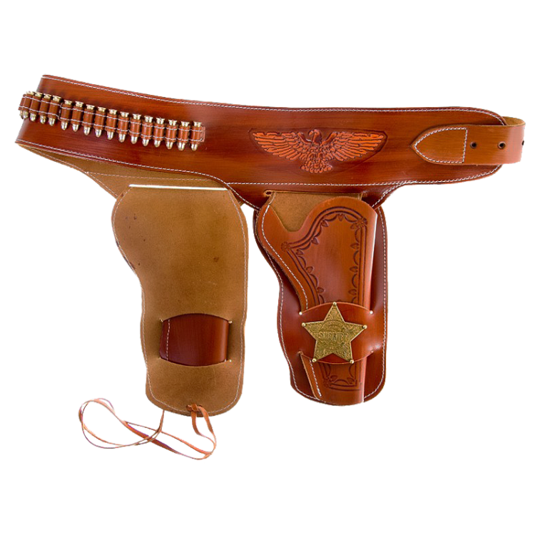 Патронташ кожаный коричневый с 2 кобурами Denix 722