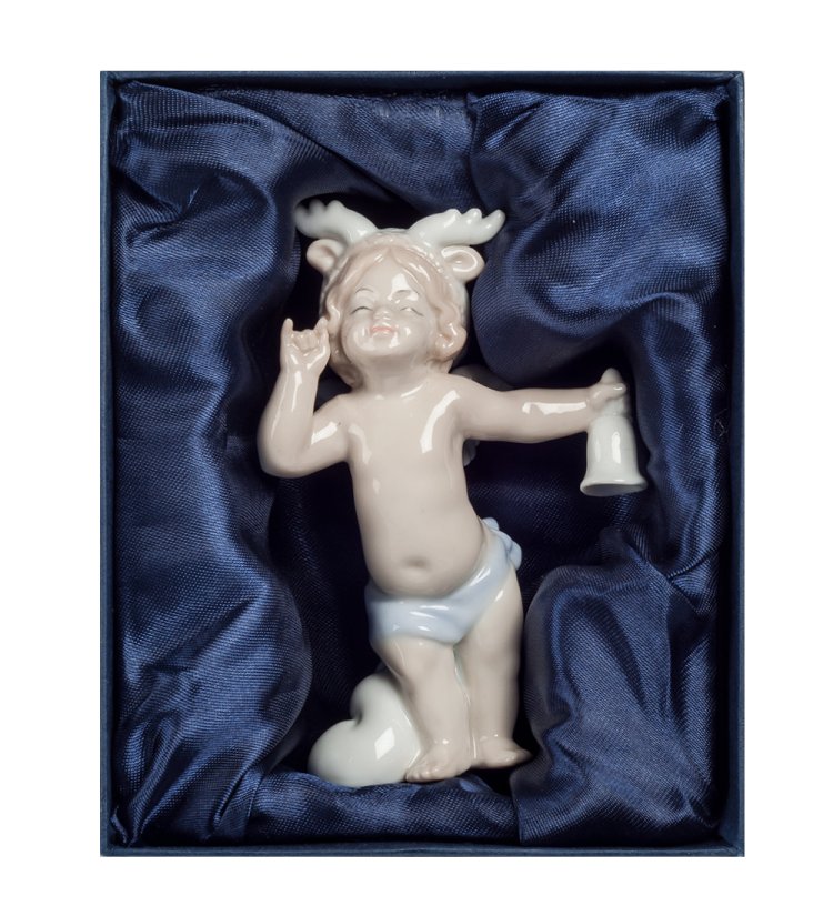Статуэтка из фарфора Рождественский ангел, белый Pavone JP-47/ 5, фотография в упаковке