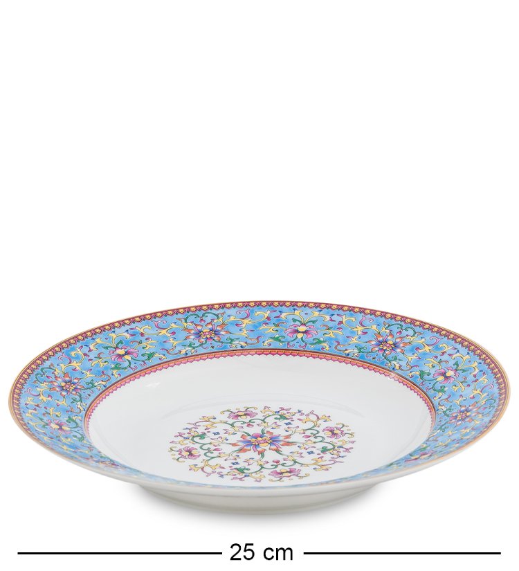 Столовый сервиз на 6 персон Арабески, синий Pavone JK-174, фотография тарелки под первое