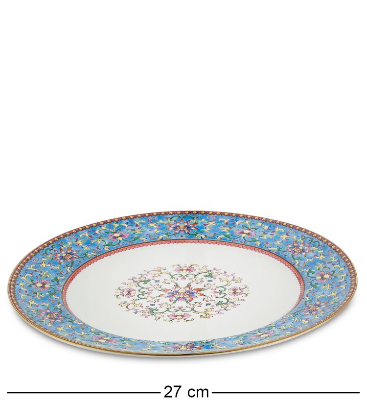 Столовый сервиз на 6 персон Арабески, синий Pavone JK-174, фотография тарелки под второе