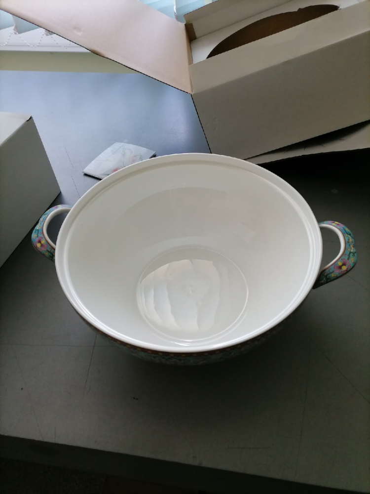 Столовый сервиз на 6 персон Арабески, синий Pavone JK-174, фото со склада вид супницы внутри