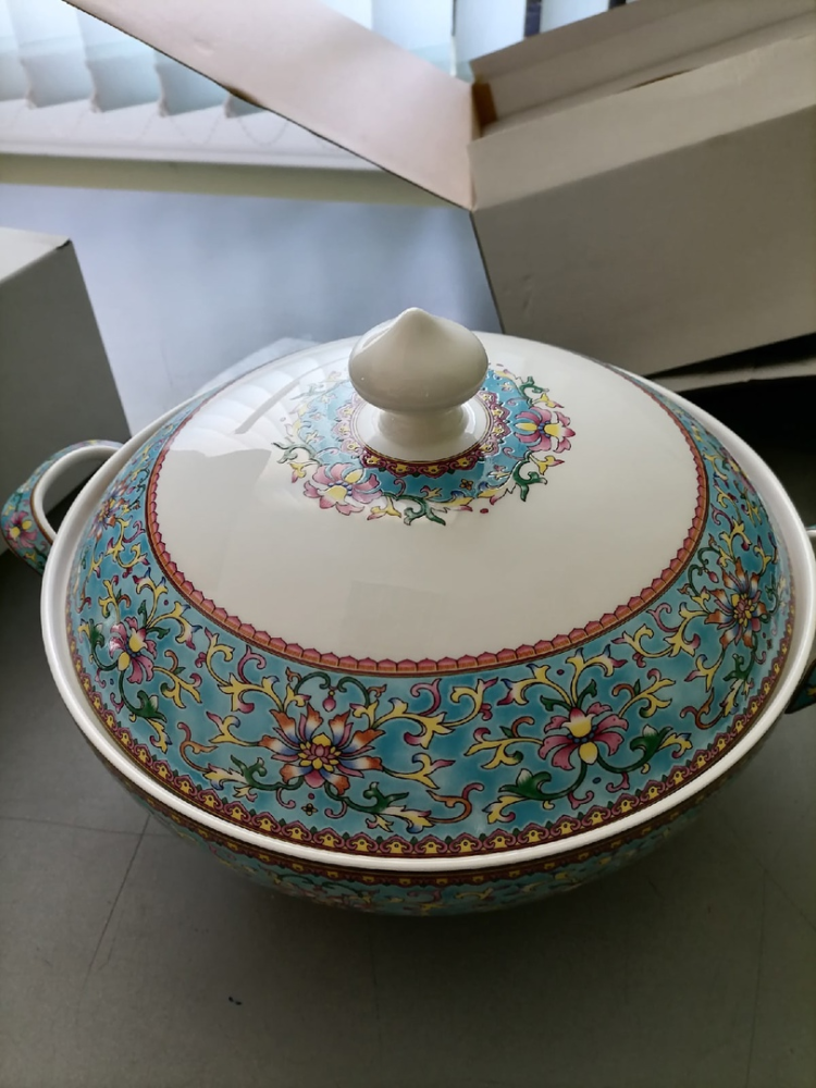 Столовый сервиз на 6 персон Арабески, синий Pavone JK-174, фото со склада супница