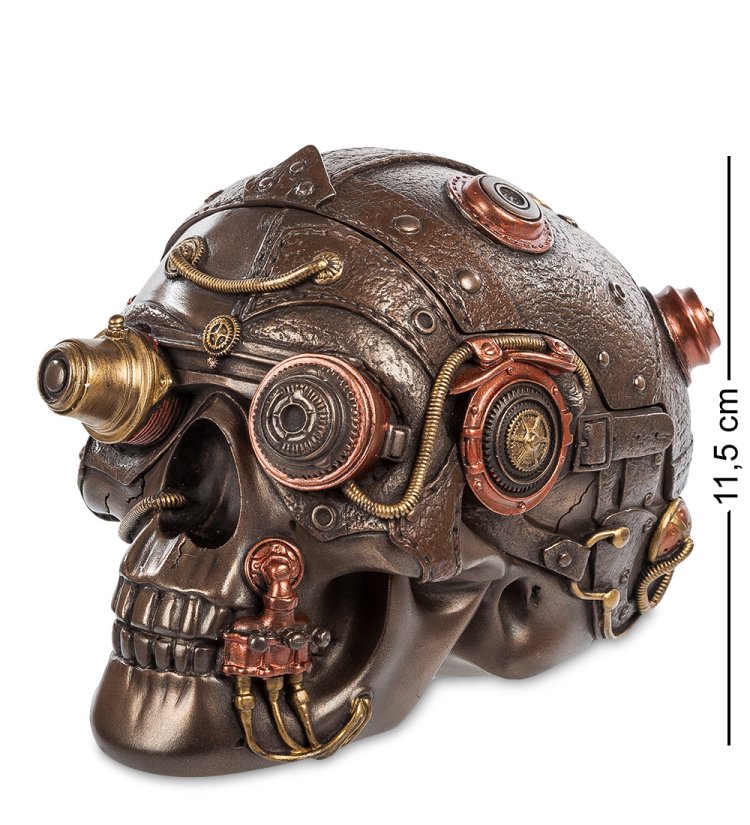 Шкатулка в стиле Стимпанк Медный Череп Veronese WS-385