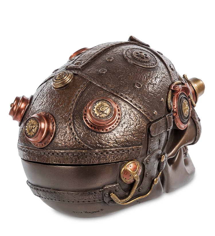 Шкатулка в стиле Стимпанк Медный Череп Veronese WS-385, оборотная сторона