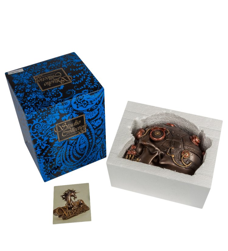 Шкатулка в стиле Стимпанк Медный Череп Veronese WS-385, упаковочный вид