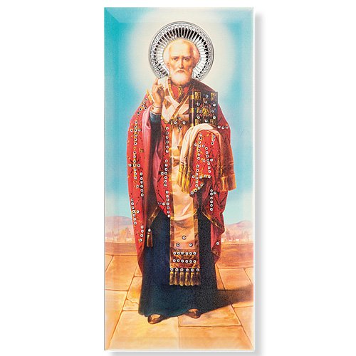 Декоративное панно Николай чудотворец с отделкой стразами Linea Argenti PS212/19