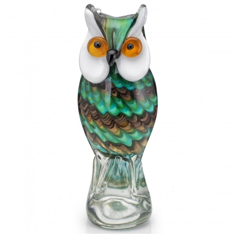Статуэтка из Муранского большая изумрудная Сова Mirho 17254