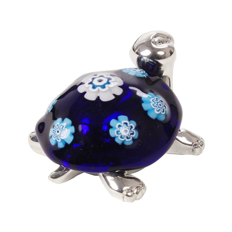 Статуэтка Черепашка синяя с голубыми цветочками