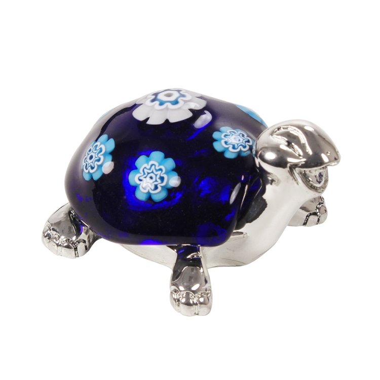Статуэтка Черепашка синяя с голубыми цветочками