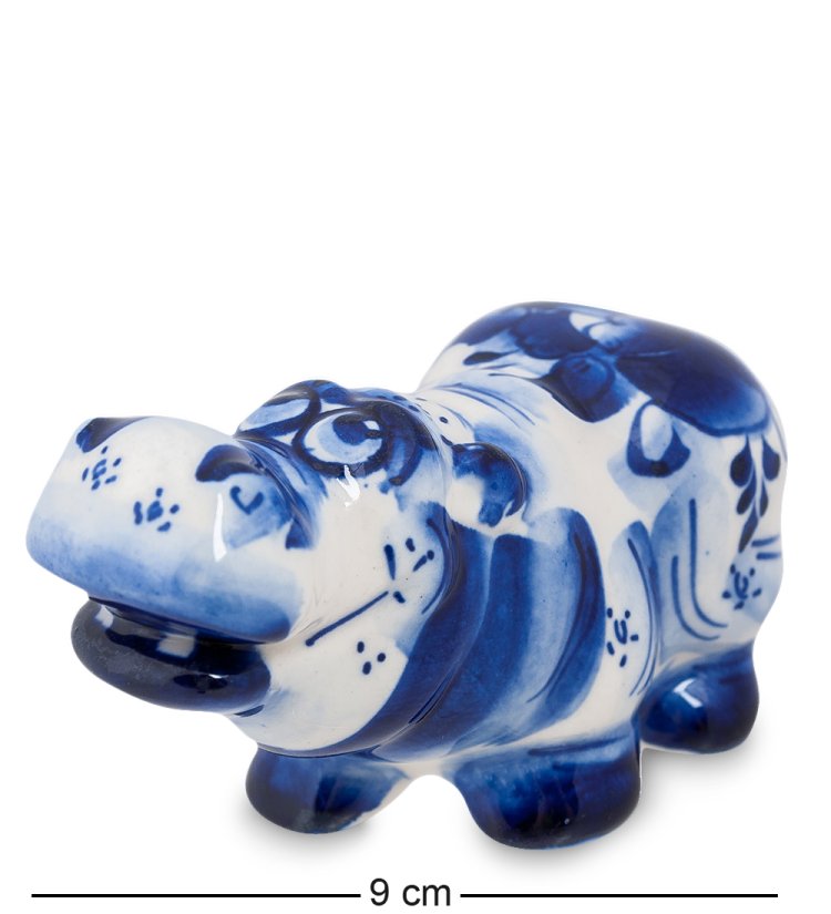 Большая Фигурка Бегемот Голубая гжель ГЛ-119