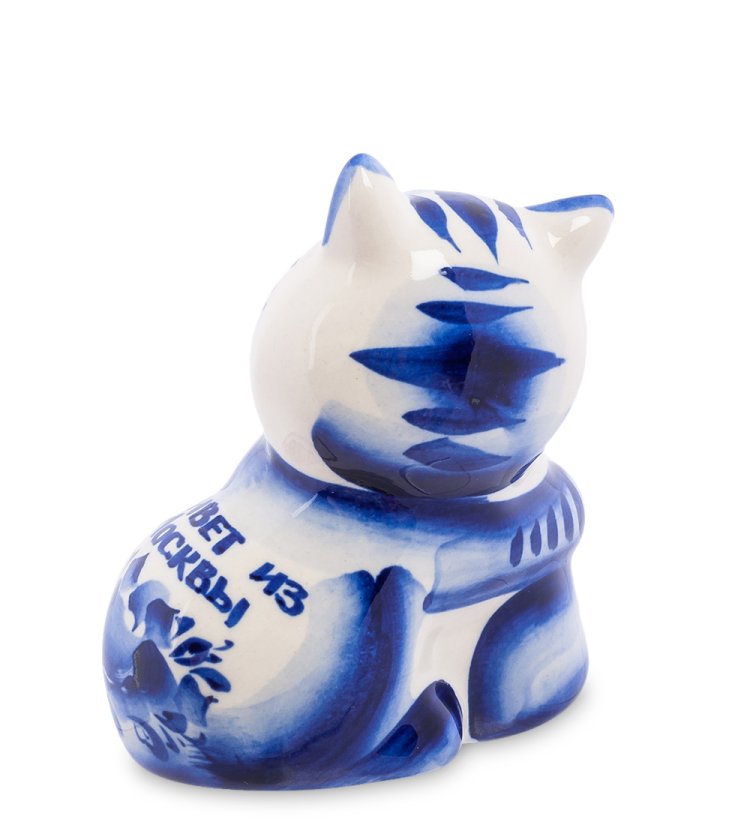 Фигурка Кот-Сластена Голубая гжель ГЛ-349, фотография со спины